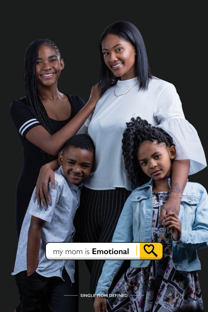 Our Mom is "emotional. Schnika's children describe their mom for the Single Mom Defined photo essay series.